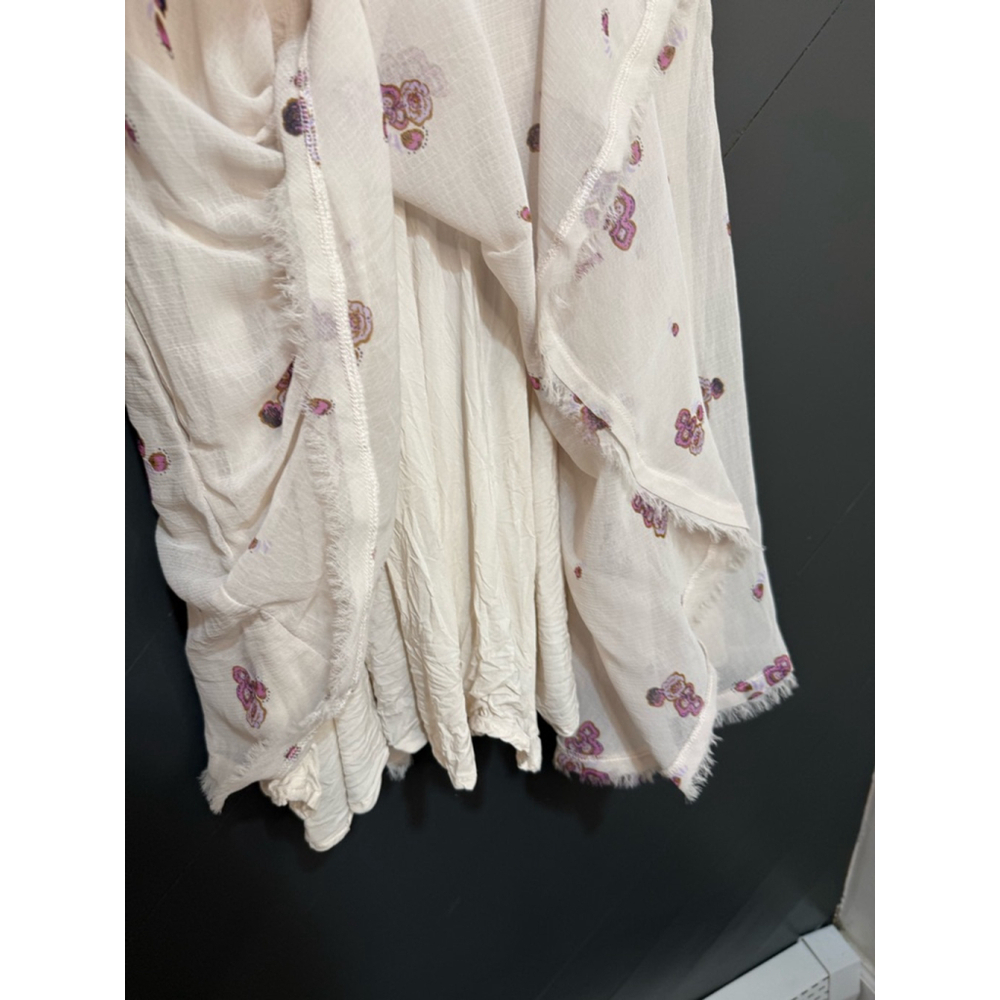 Free People Ivory Floral Mini Dress Size 4 Boho Coquette Cottagecore - Picture 6 of 11